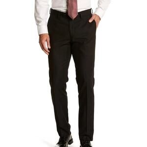 SAVILE ROW CO Men Brixton Suit Pants 38x34 Black Extra Trim Fit Trouser NEW